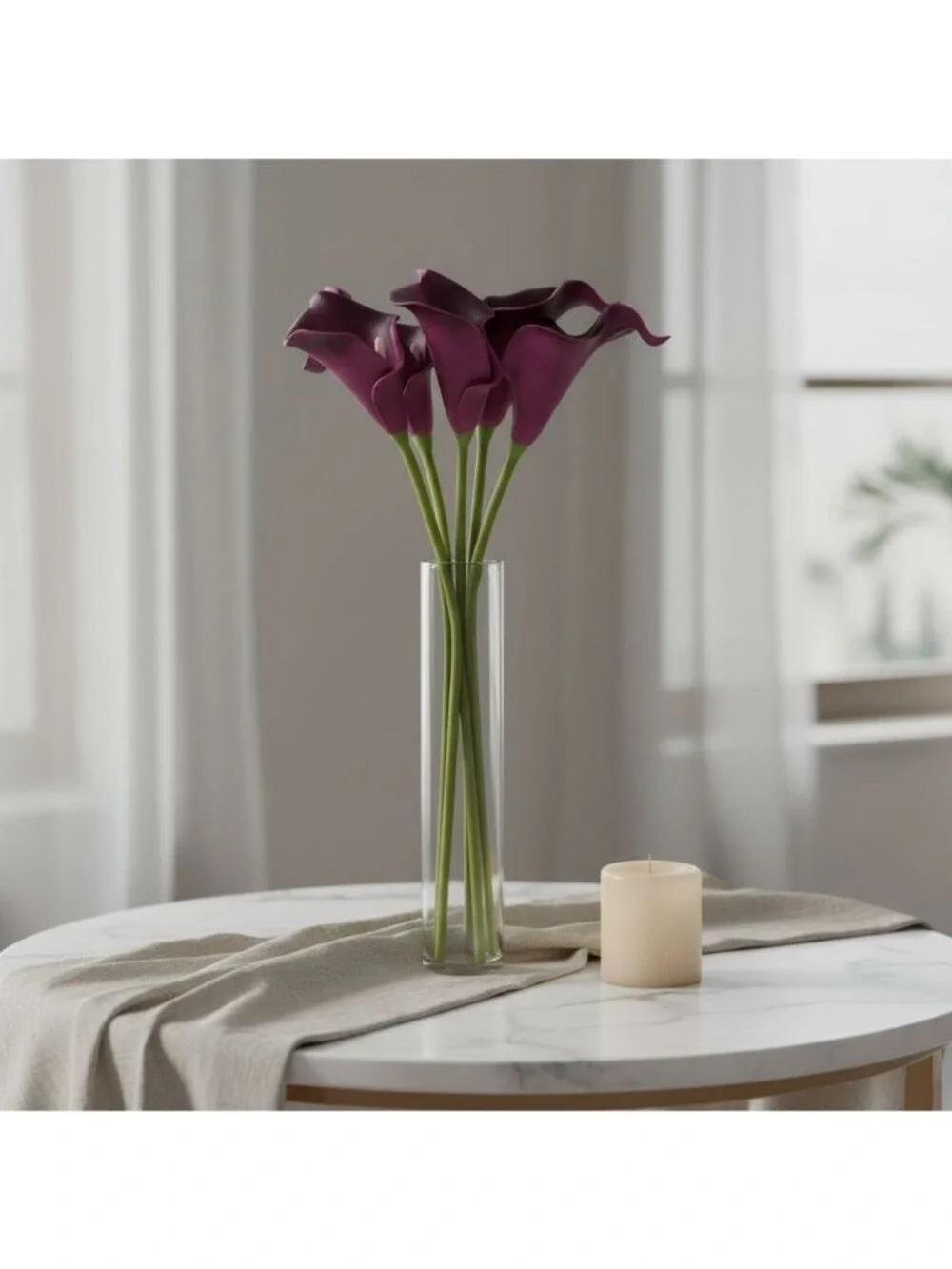 Calla Lily Bundle Real Touch Faux Flowers Plum Purple